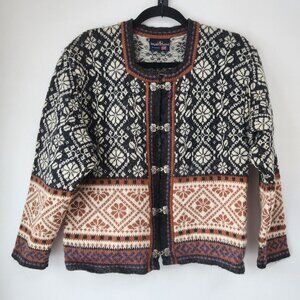 Skjaeveland of Norway Wool Sweater Grey Fair Isle Nordic Women's M